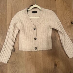 NAADAM Cream Ribbed Women's Cardigan